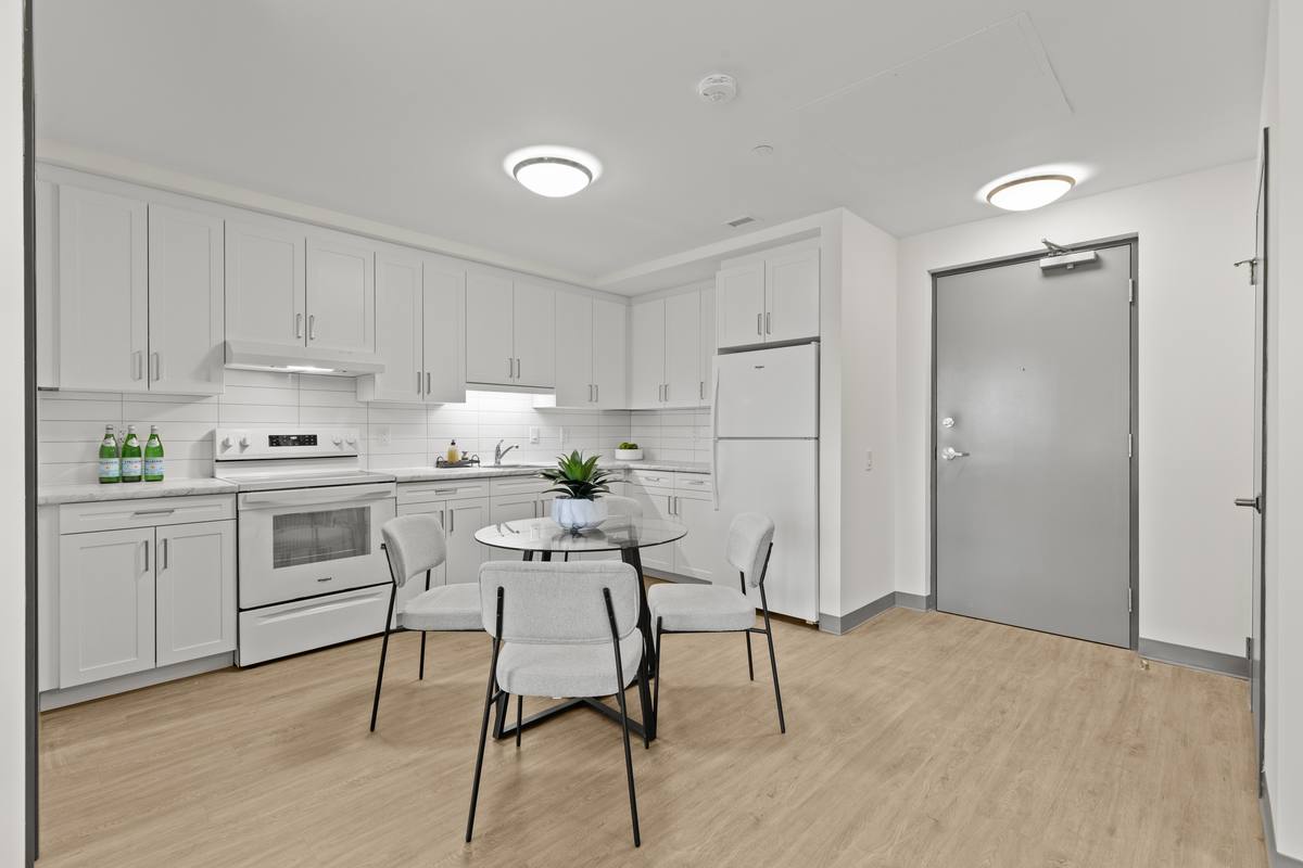 Contemporary kitchen in new seniors apartment Thorold ON